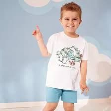 T-shirt garçon blanc et short bleu — vue 1