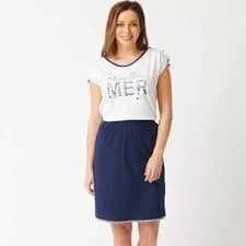 T-shirt Mer blanc et jupe marine — vue 1