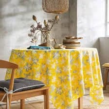 Nappe jaune motif floral estival — vue 1