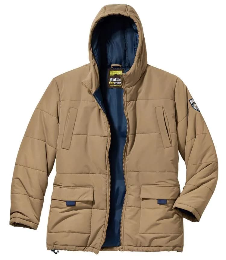 Camel tan hooded puffer jacket — vue 1